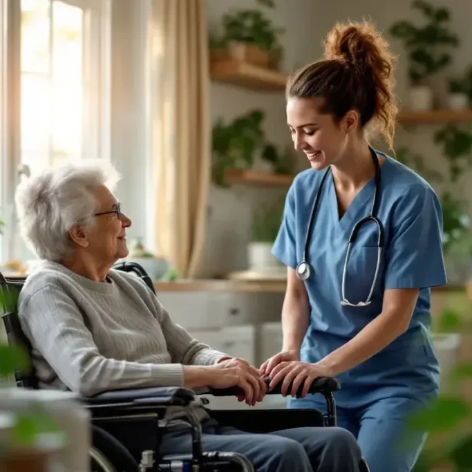 caregiver with client