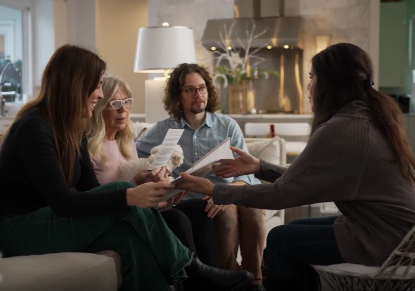 Family discussing care options.